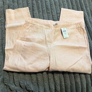 NWT J.Jill Pearl Pink Linen Cropped Pants Medium Petite